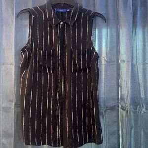 Sleeveless black stripe blouse